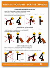 Que contient l'affichage des gestes et postures : port de charges ?