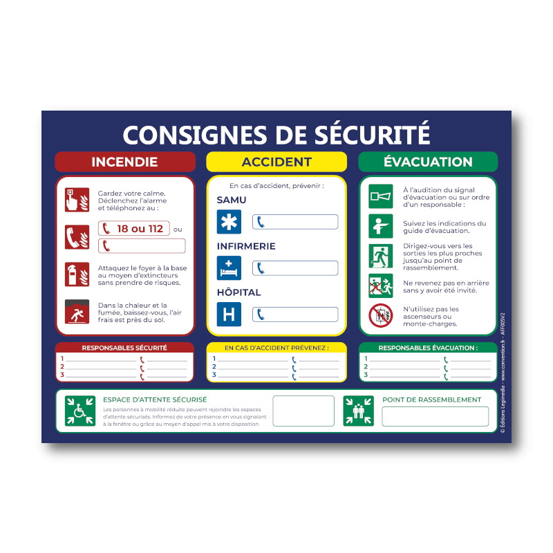 Panneau consignes de sécurité