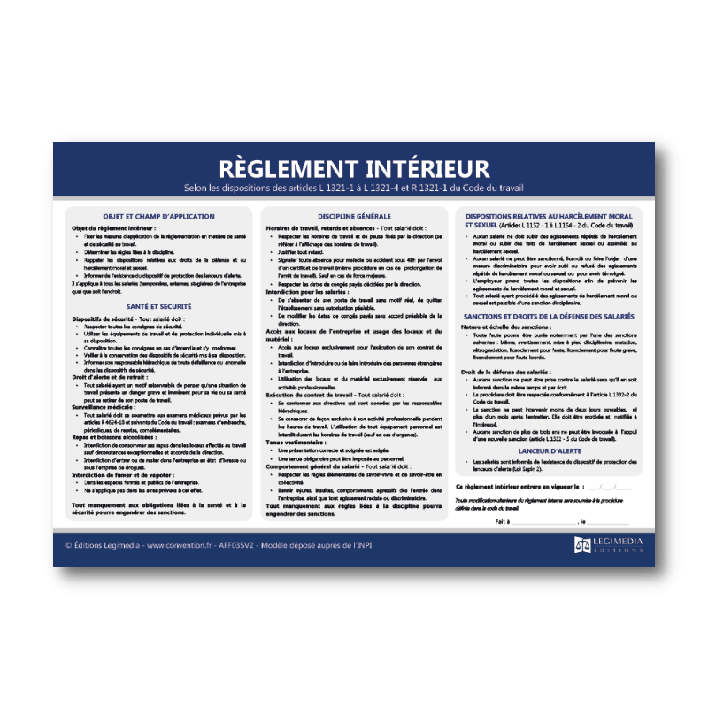 Affichage Règlement intérieur