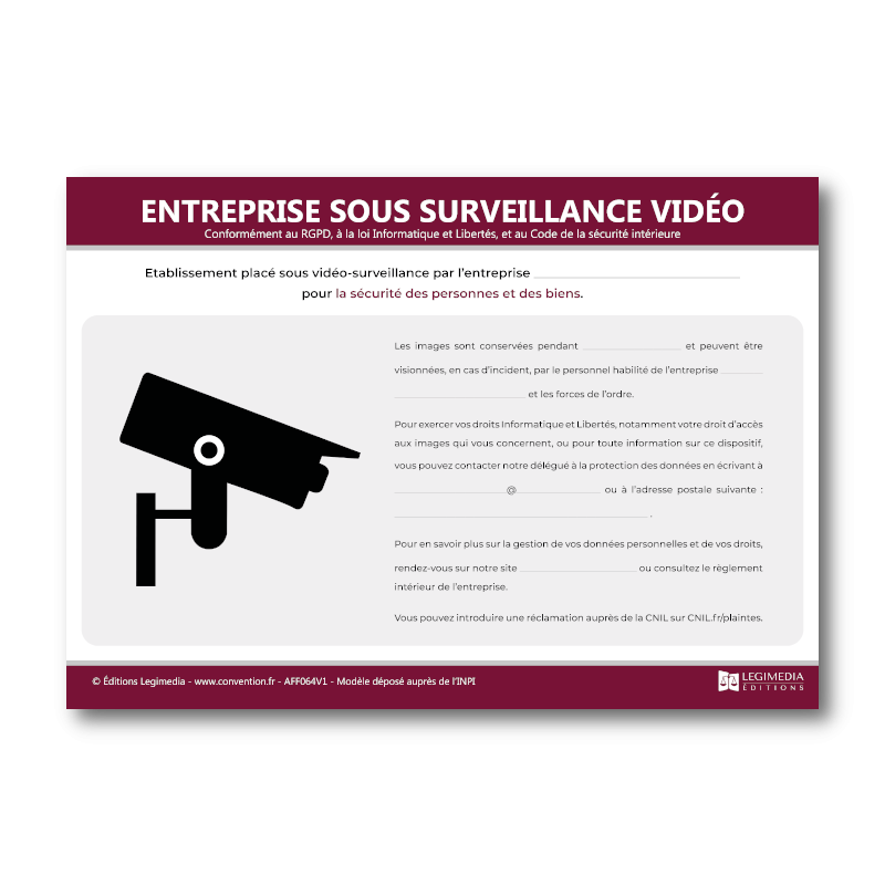 Affichage Entreprise sous vidéosurveillance