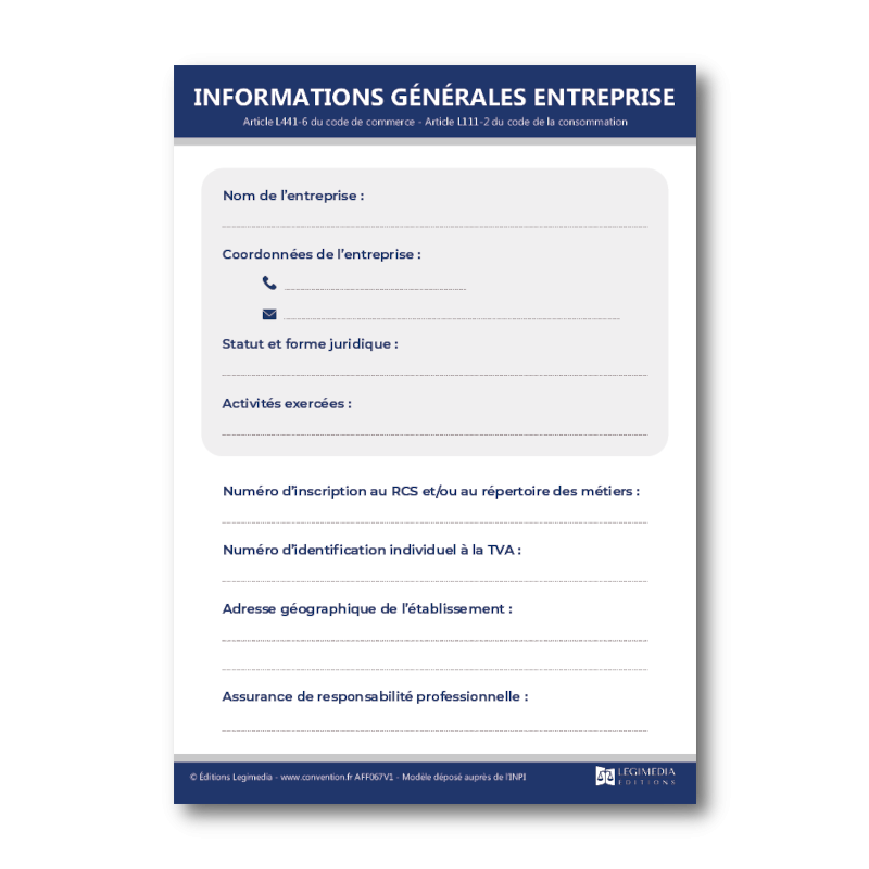 Affichage des informations générales en entreprise