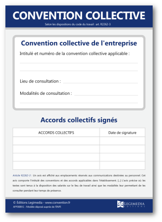 Panneau d'affichage de la convention collective