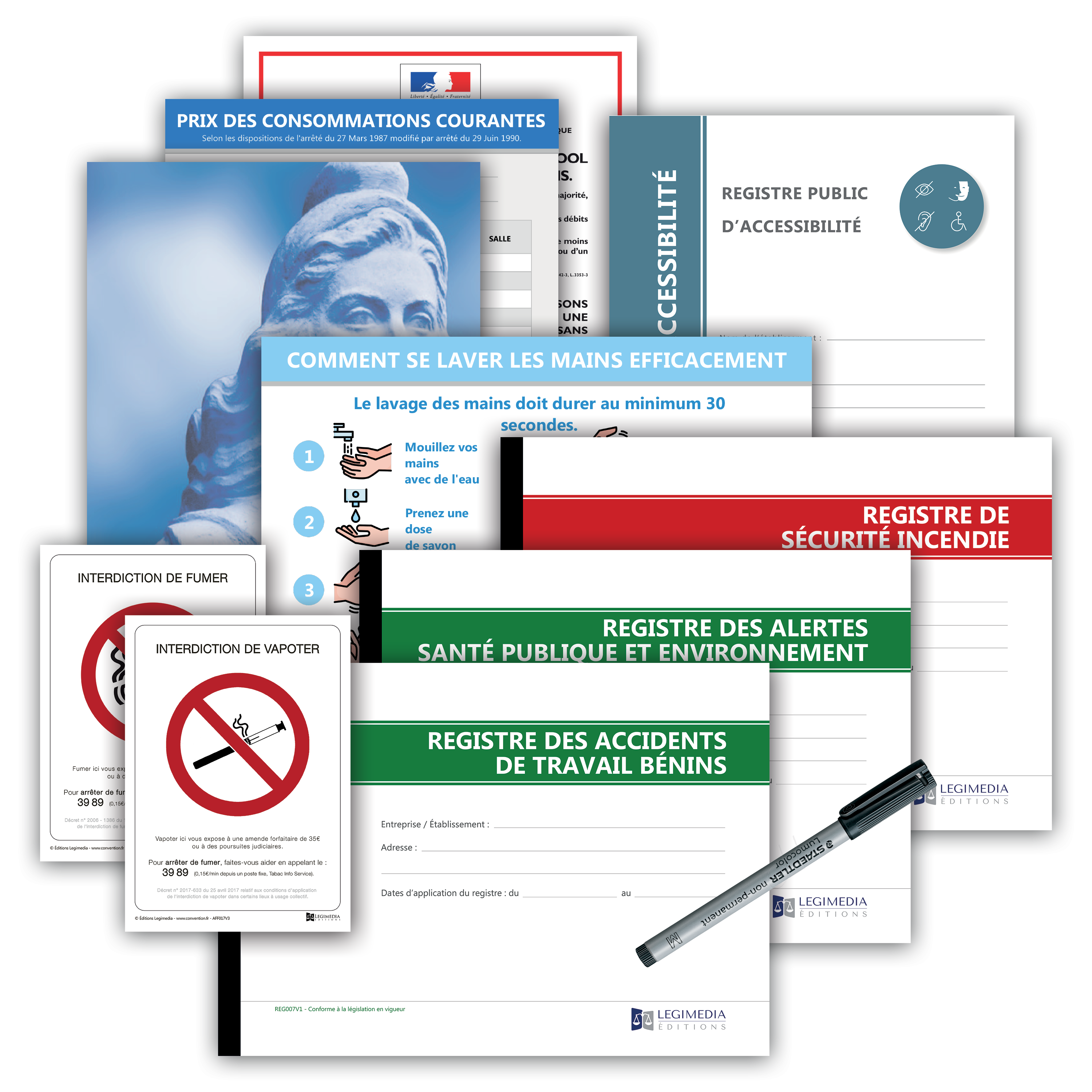 Pack Conformité Bar & Café - 6 affichages et 4 registres obligatoires