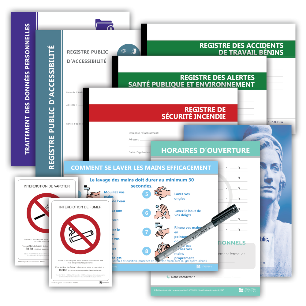 Pack Conformité Laboratoire - 5 affichages et 5 registres obligatoires