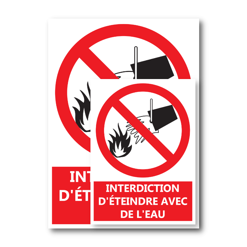 Signalétique "Interdiction d'éteindre avec de l'eau"