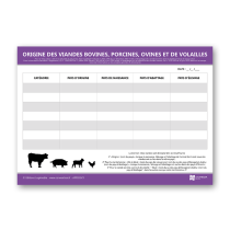 Illustration de Panneau d'affichage d'origine des viandes bovines, porcines, ovines et de volailles