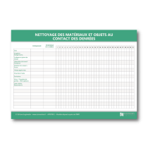 Illustration de Affichage de nettoyage des matériaux et objets au contact des denrées
