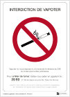 Affichage Interdiction de Vapoter - Panneau officiel - Étiquette à coller