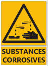 Signalétique "Danger substances corrosives"