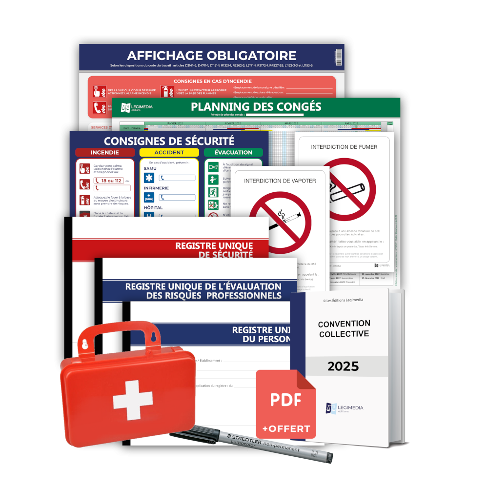 Pack Mise en Conformité intégrale toutes entreprises - 5 affichages et 3 registres obligatoires